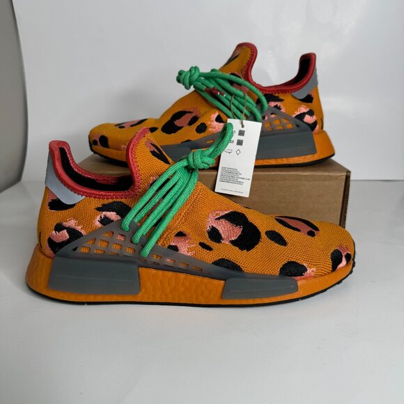 NEW Adidas sneakers Hu NMD Pharrell Williams "Animal Print" Orange size 9.5 - Picture 1 of 6